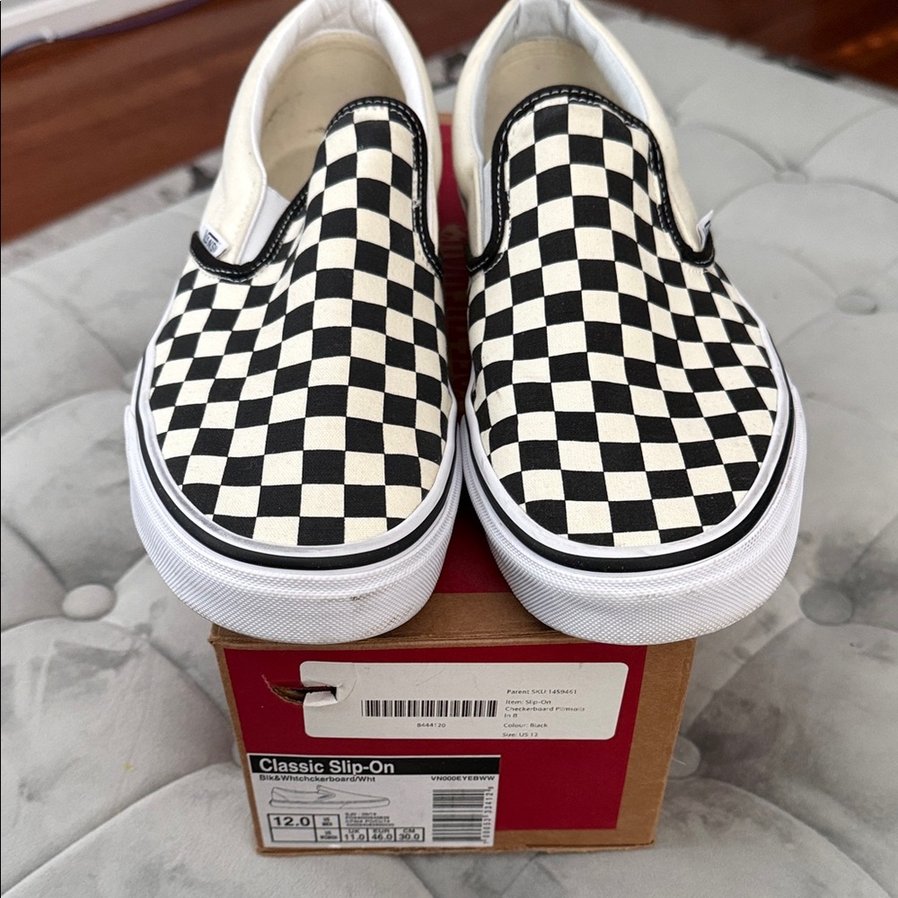 Vans Slip-On Sneakers - Black and White Checkered